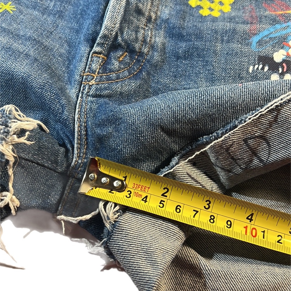 NWOT Mother The Vagabond Cuffed Fray Short Spooky Voodoo Wash Painted 27 - Picture 11 of 14